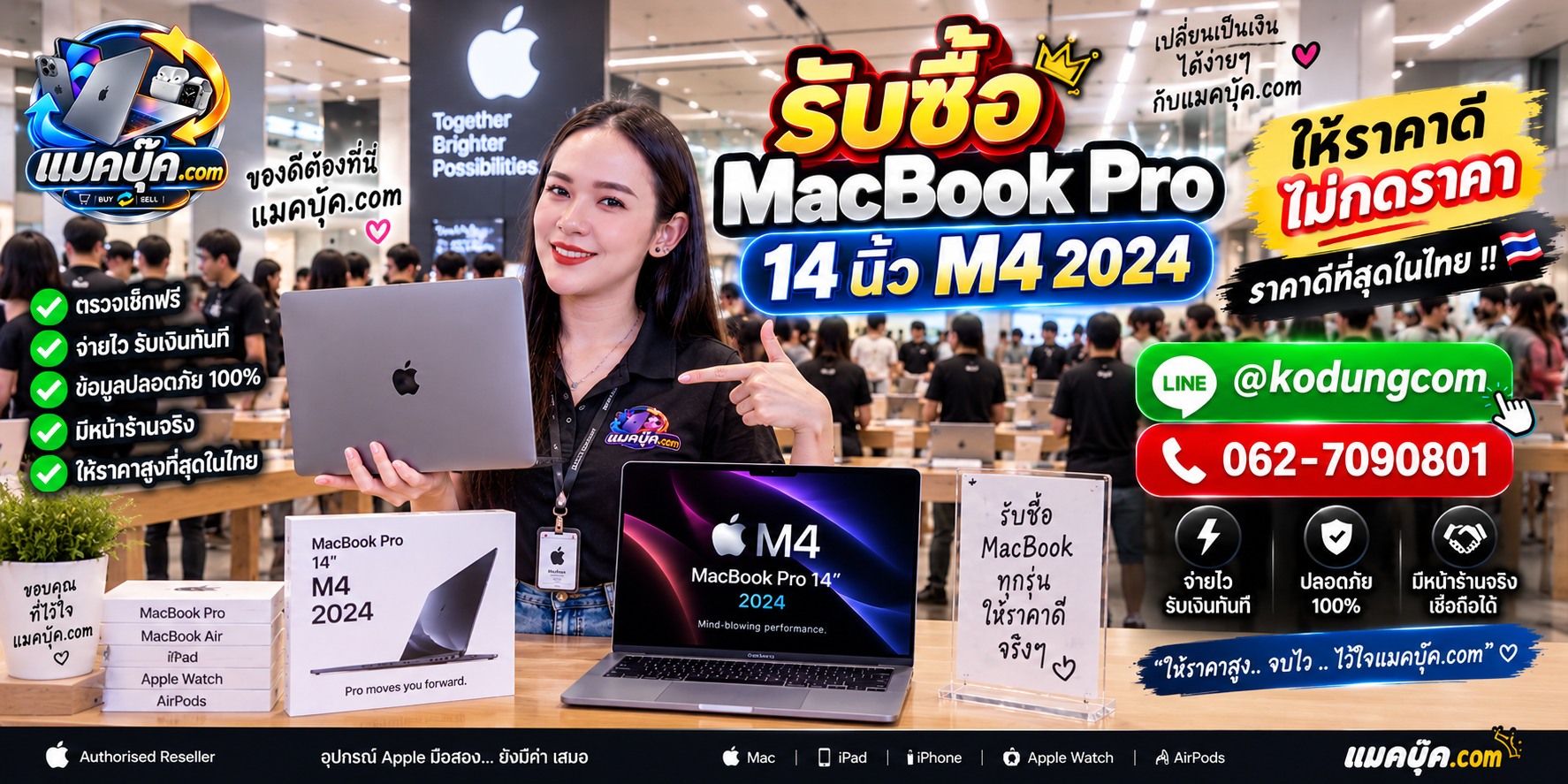 ภาพรายละเอียดสภาพ MacBook Pro 14 นิ้ว M4 2024 เพื่อประกอบการประเมินราคา