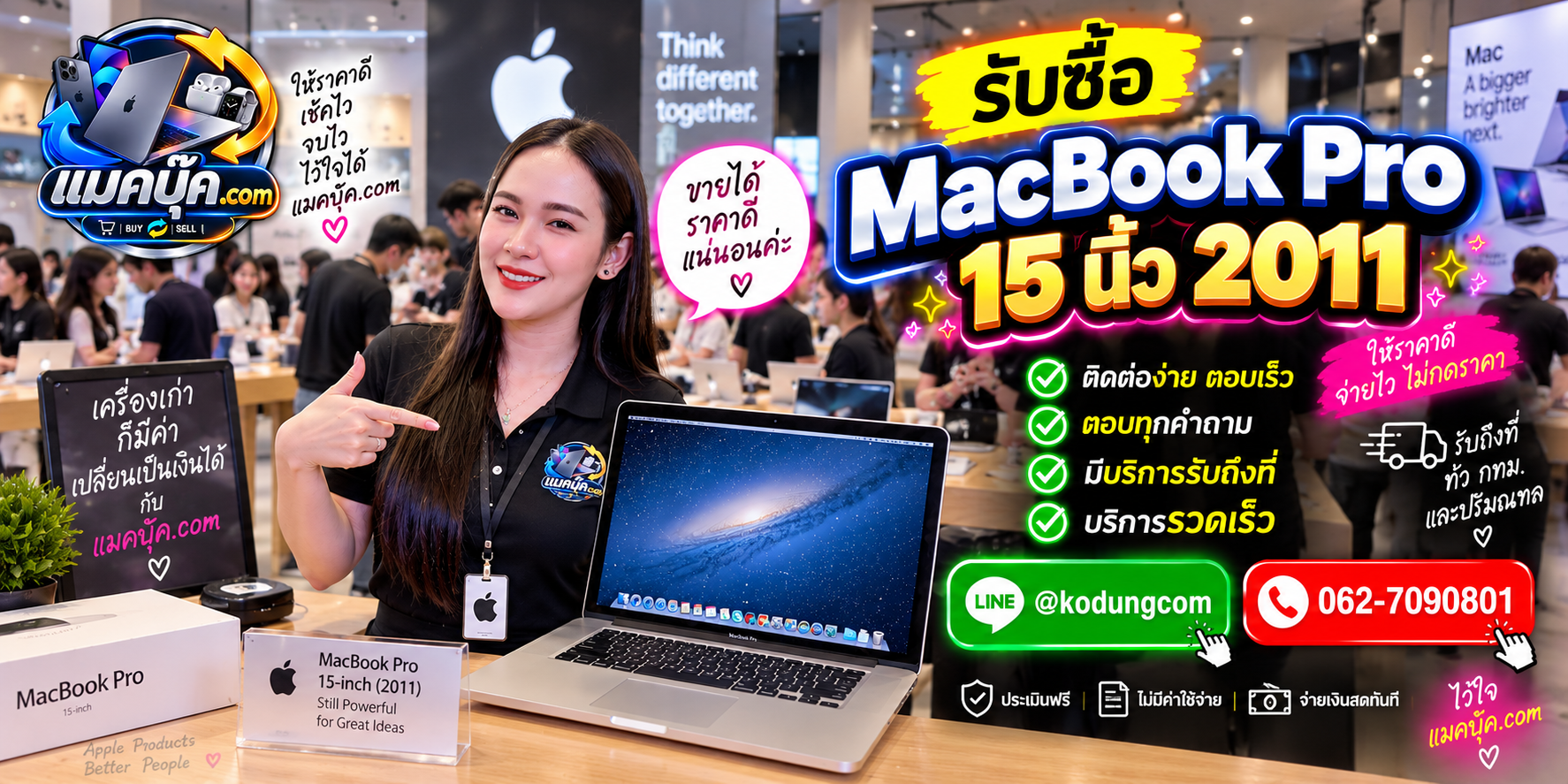ภาพเครื่อง MacBook Pro 15 นิ้ว 2011 สำหรับประเมินราคารับซื้อ