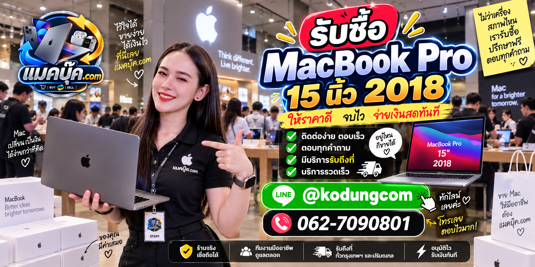 ภาพเครื่อง MacBook Pro 15 นิ้ว 2018 สำหรับประเมินราคารับซื้อ