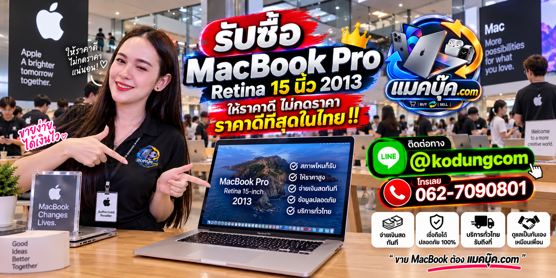 ภาพรายละเอียดสภาพ MacBook Pro Retina 15 นิ้ว 2013 เพื่อประกอบการประเมินราคา