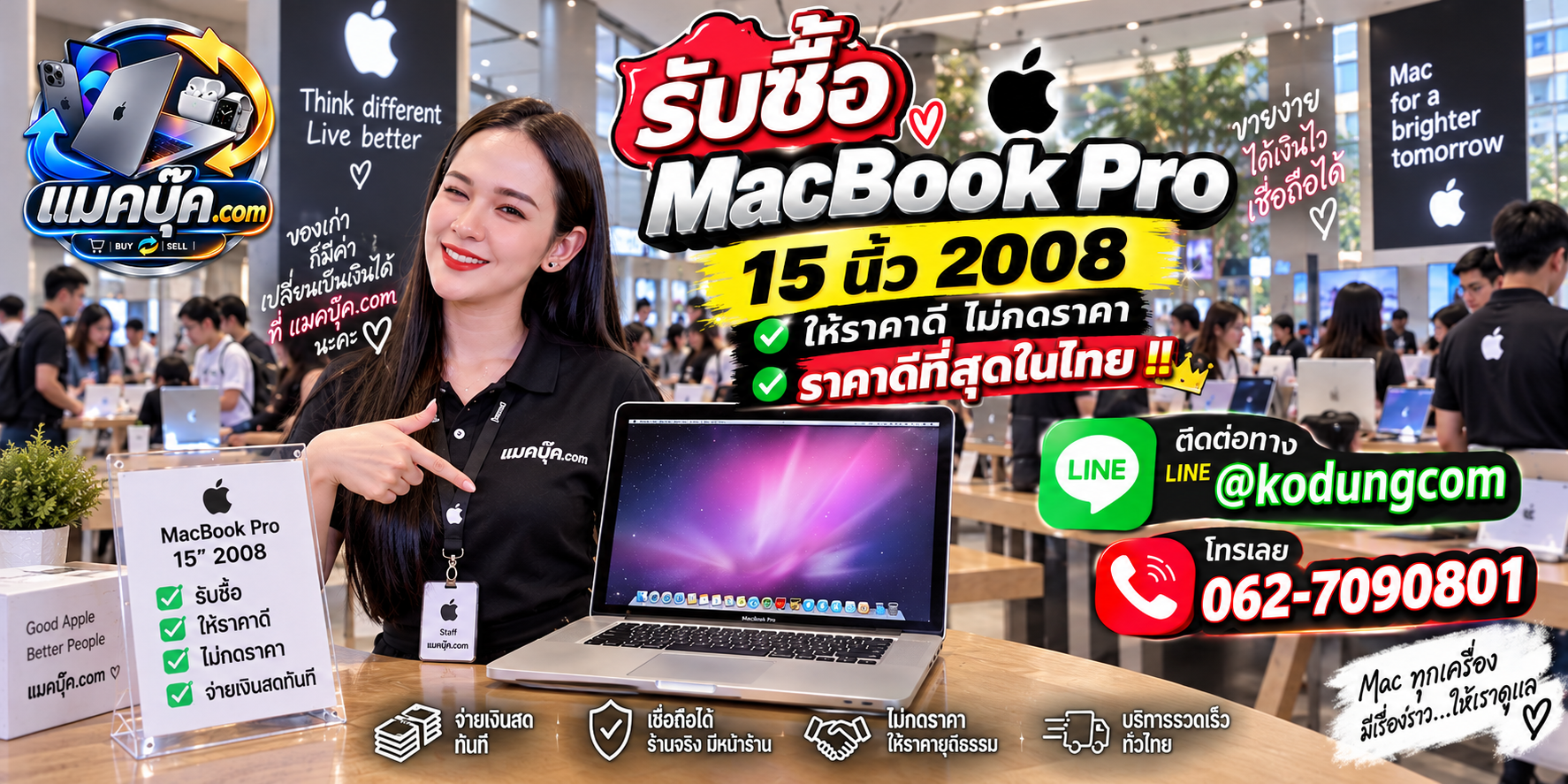 ภาพรายละเอียดสภาพ MacBook Pro 15 นิ้ว 2008 เพื่อประกอบการประเมินราคา