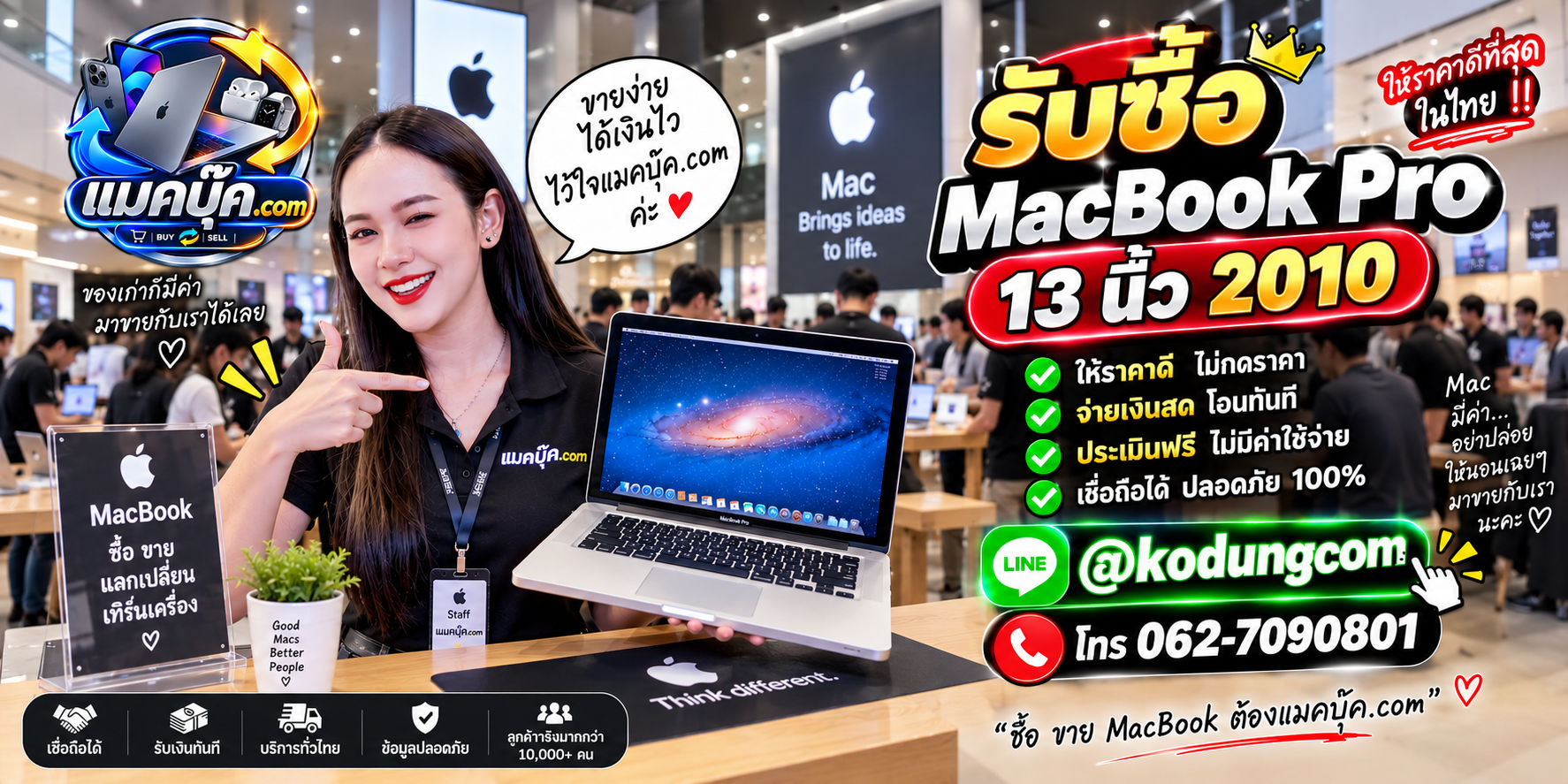 ภาพรายละเอียดสภาพ MacBook Pro 13 นิ้ว 2010 เพื่อประกอบการประเมินราคา